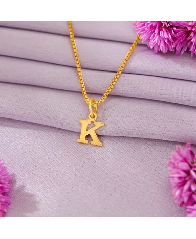 K Letter Yellow Gold Alphabet Pendant For Women Men